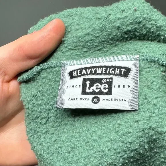 Vintage Lee Heavyweight Sweatpants Sage Green Cotton Joggers Baggy Made USA 90s - Picture 4 of 4